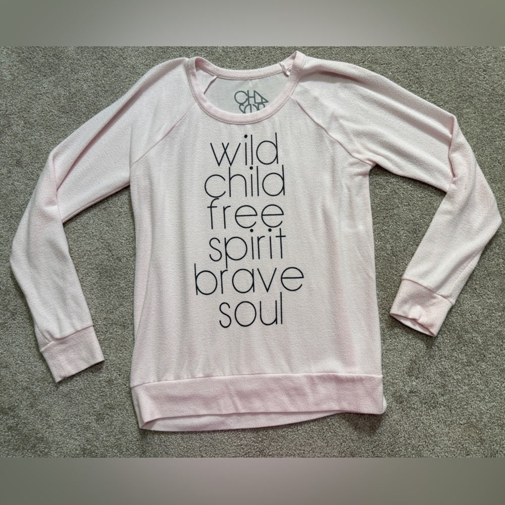 Chaser Soft Pink Fuzzy Sweatsgirt Long Sleeve Top | size Medium